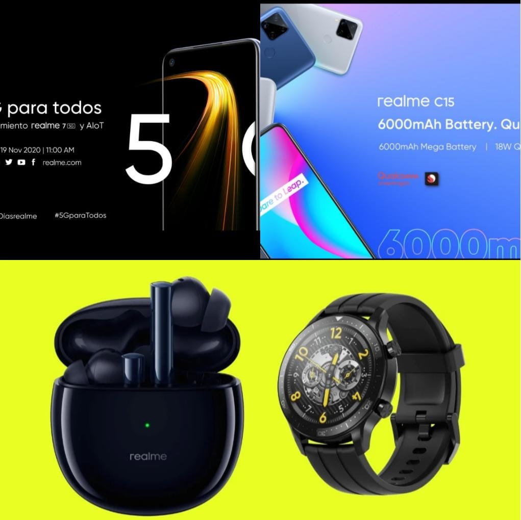 Realme lanza realme 7 5G, el realme C15 Qualcomm Edition, el realme Watch S Pro y los realme Buds Air Pro