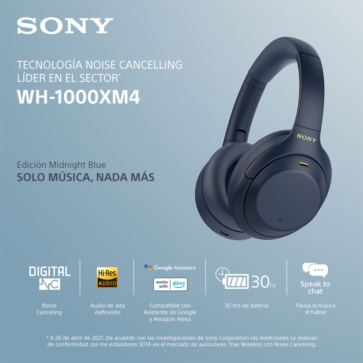 Llegan a México los audífonos WH-1000XM4 Midnight Blue